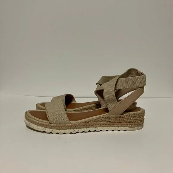 Lucky Brand Thimba Natural Sandals, Size 8, Women's Shoes, Ankle Wrap Espadrille - Picture 10 of 12